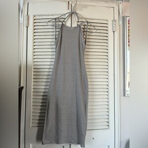 Silence + Noise Black and White Striped Midi Dress